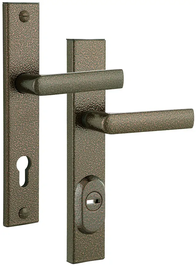 Bezpečnostní dveřní kování ROSTEX R4 s krytem 72 mm klika/klika antická zlatá