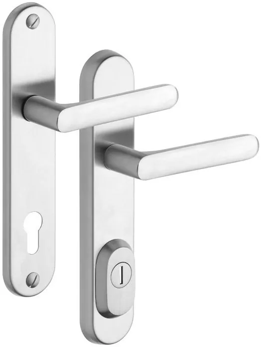 Bezpečnostní dveřní kování ROSTEX R4/O EXCLUSIVE s krytem 72 mm klika/klika nerez matný