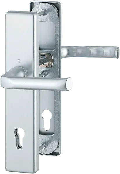 Bezpečnostní dveřní kování LONDON bez krytu 92 mm klika/klika přírodní elox