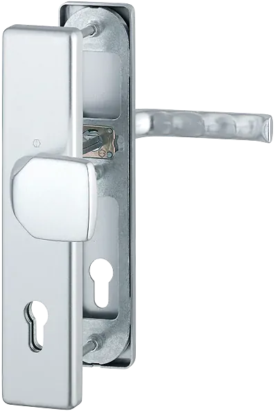 Bezpečnostní dveřní kování LONDON bez krytu 92 mm klika/madlo přírodní elox