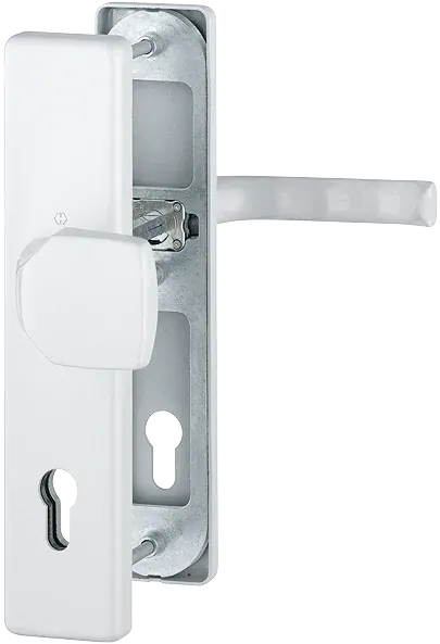 Bezpečnostní dveřní kování LONDON bez krytu 92 mm klika/madlo bílá