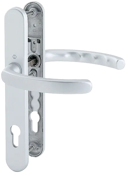 Bezpečnostní dveřní kování LUXEMBOURG bez krytu 92 mm klika/klika přírodní elox matný