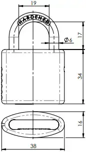 Visací zámek FAB 30H/38 na klíč modrý