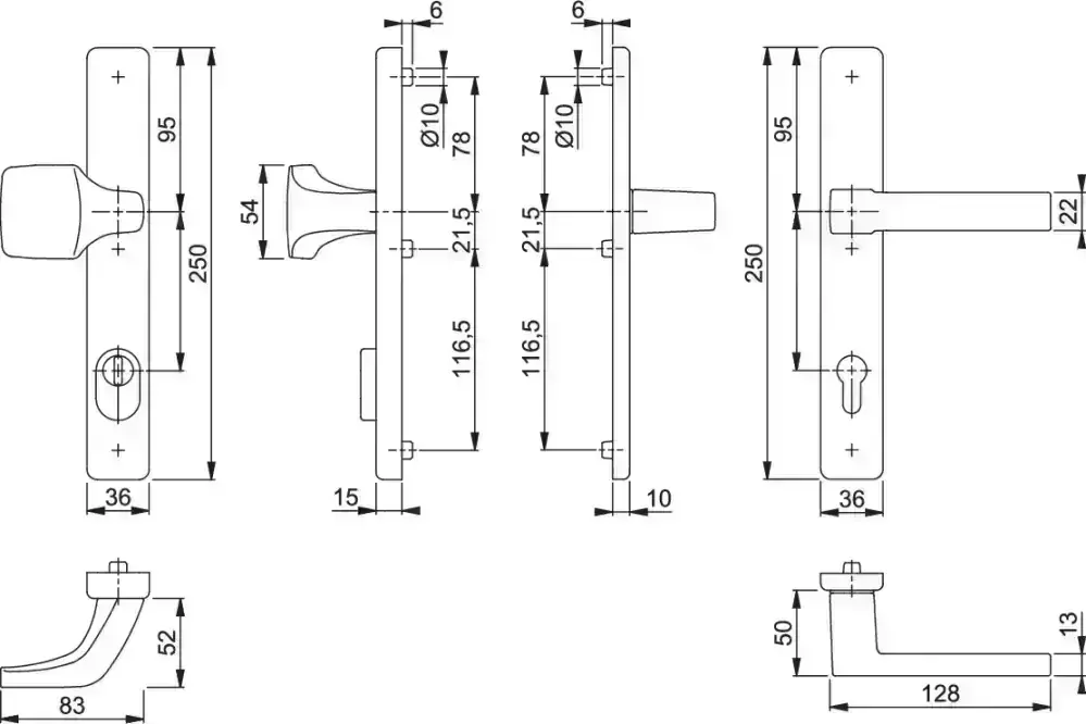 Bezpečnostní dveřní kování AUSTIN s krytem 92 mm klika/madlo inox elox