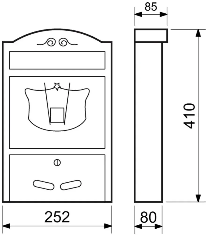 Poštovní schránka JÁCHYM 252 x 410 x 80 mm černá