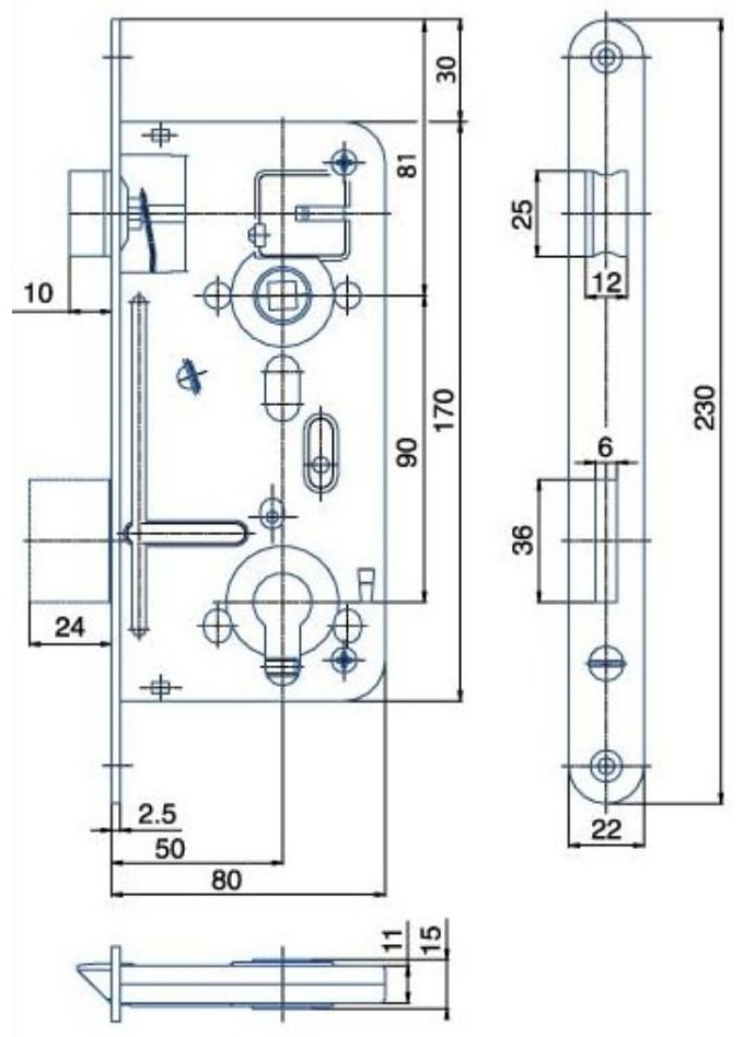Zadlabací zámek HOBES 24026 vložkový 90/80 pravolevý