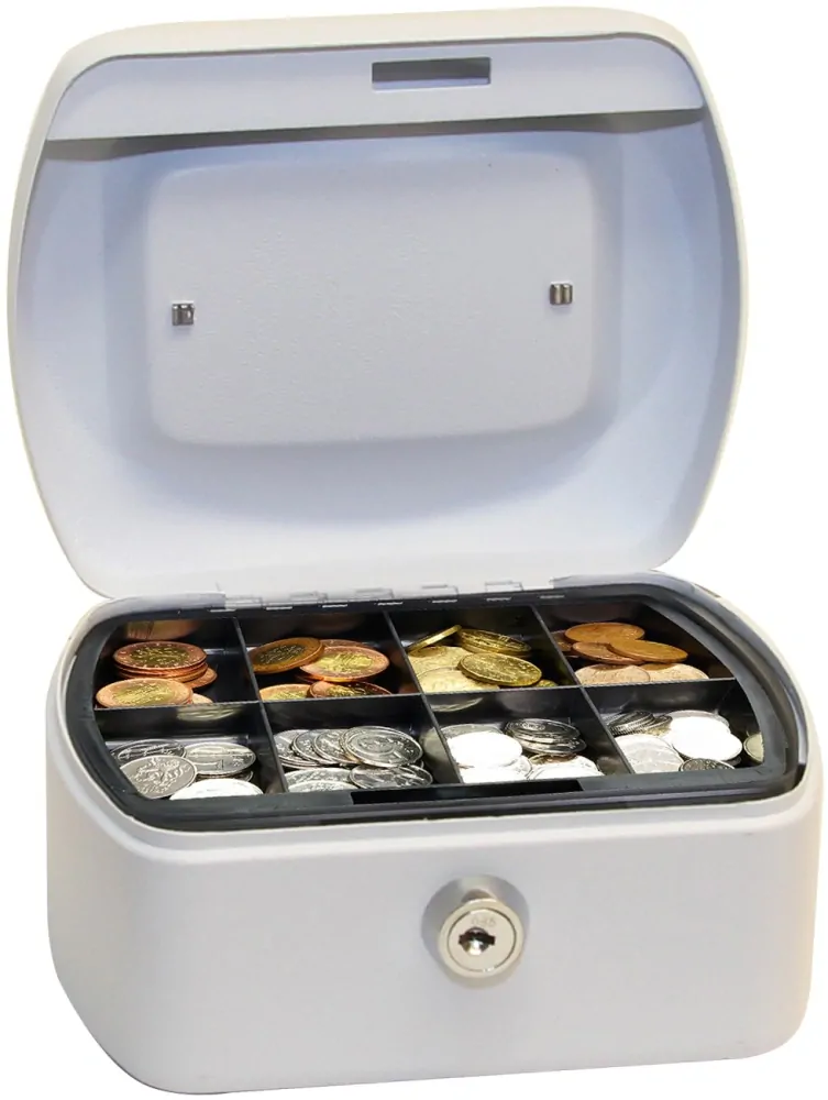 Pokladnička TS.0140.C na klíč 155 x 120 x 90 mm bílá