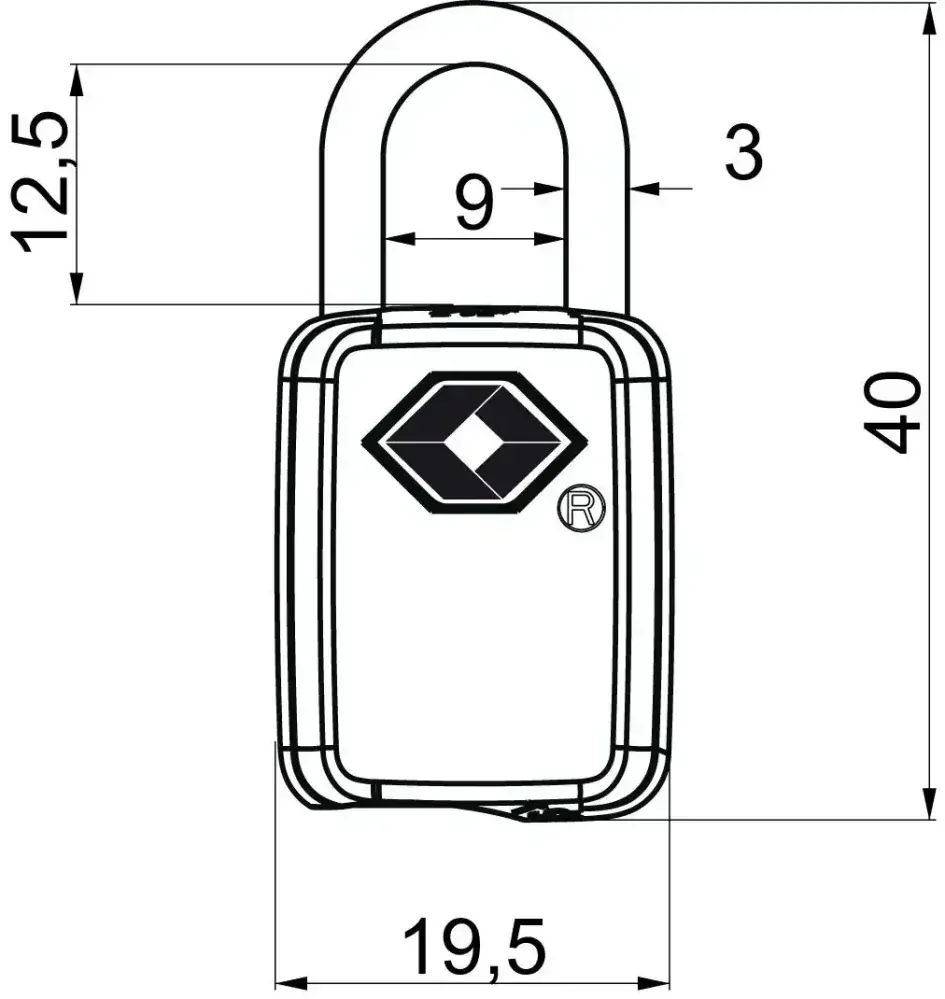 Visací zámek RV.TSA.21011.C na klíč černý