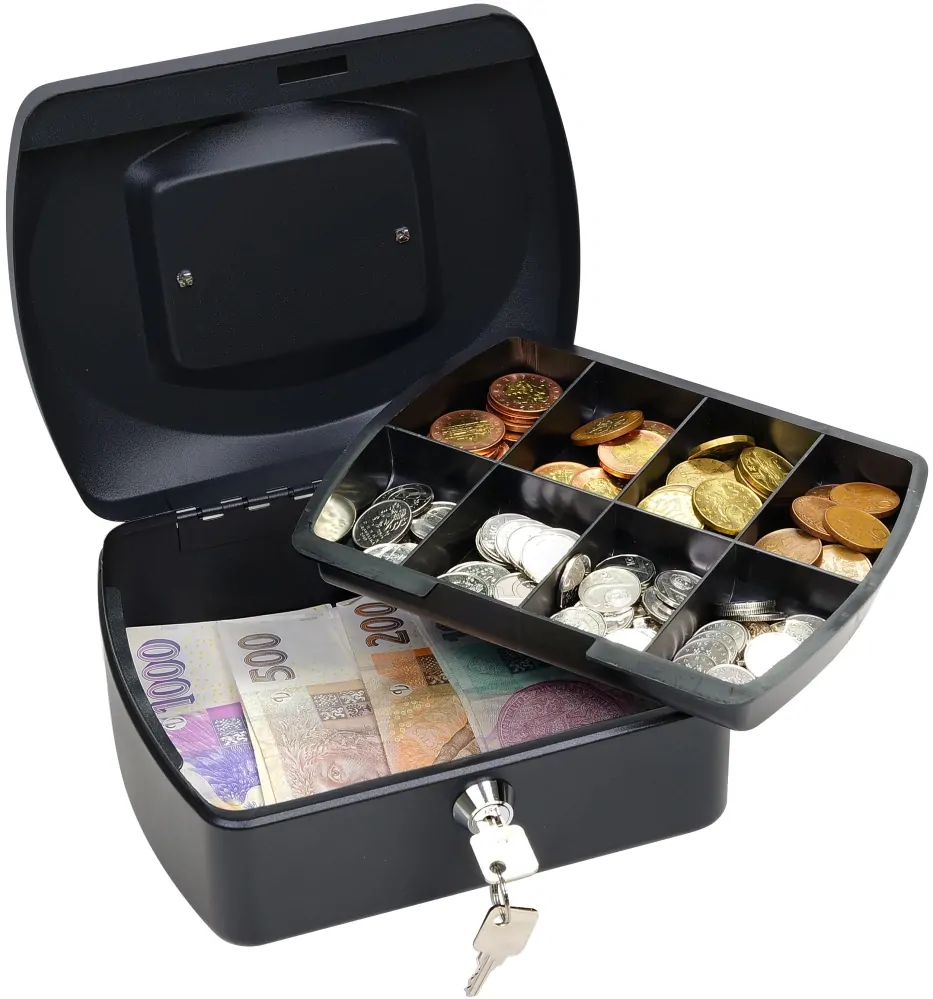 Pokladnička TS.0130.C na klíč 200 x 165 x 90 mm černá