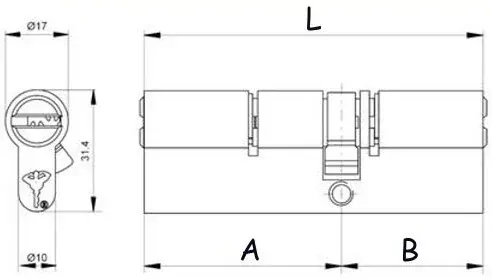 Bezpečnostní cylindrická vložka MUL-T-LOCK MTL300 oboustranná 30 x 55 mm