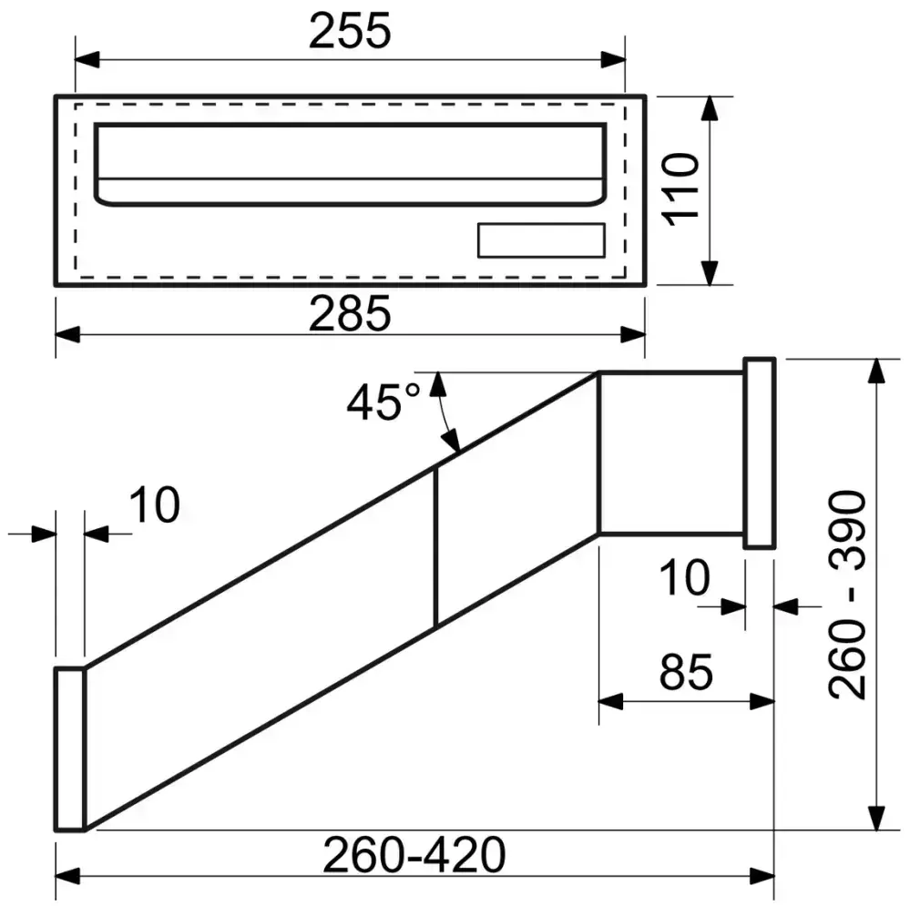 Poštovní schránka BK.38.AM 285 x 110 x 260 - 420 mm antracit