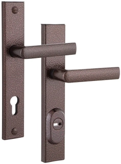 Bezpečnostní dveřní kování ROSTEX R4 s krytem 72 mm klika/klika antická hnědá
